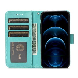 shingtomua for LG G8 ThinQ Embossing Wallet Case Kickstand Magnetic Flip Cover Credit Cards Slot with Stand for PU Leather Shockproof Flip Magnetic Case for LG G8 (Green)