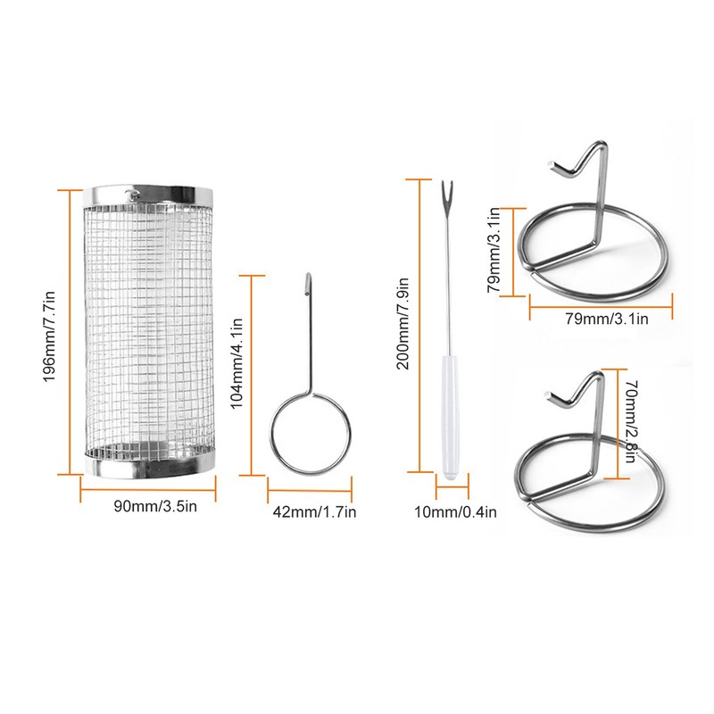 BBQ Net Tube Rolling Grilling Basket Stainless Steel Wire Mesh