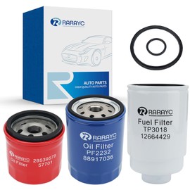 RARAYC Diesel 6.6L Duramax Filter Kit Compatible with Chevy Silverado/GMC Sierra 2500 3500 HD 2001-2016 Replace# Fuel Filter TP3018, Oil Filter PF2232, Transmission Filters 29539579