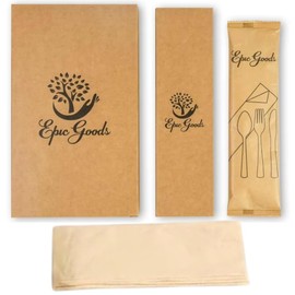 Wooden Disposable Cutlery Set – 15 Pcs | Sustainable Bamboo Utensils with Napkins | Ideal for Small Events, Picnics & Birthday Parties | Eco Tableware.