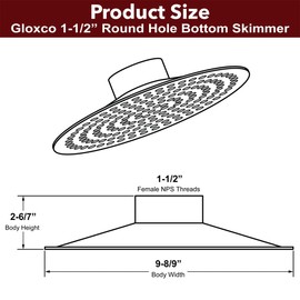 Gloxco 1-1/2" Skimmer Suction Strainer, Bottom Hole, Zinc Plated Steel (STR-SKBH150)
