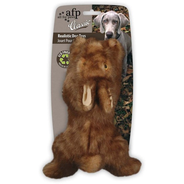 All For Paws Rabbit Dog Toy with Squeaker, 12-inch/ 30 cm,Brown