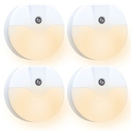 Aultra Night Light LED Round Night Lights Plug Into Wall - Super Smart Dusk to Dawn Sensor Activated, Automated On & Off, Used for Kitchen, Bathroom, Home Improvement, Bedroom – 4 Pack