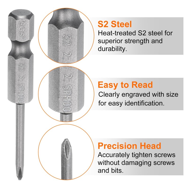 sourcing map 5pcs #00 Phillips Screwdriver Bit PH00 1/4" Hex
