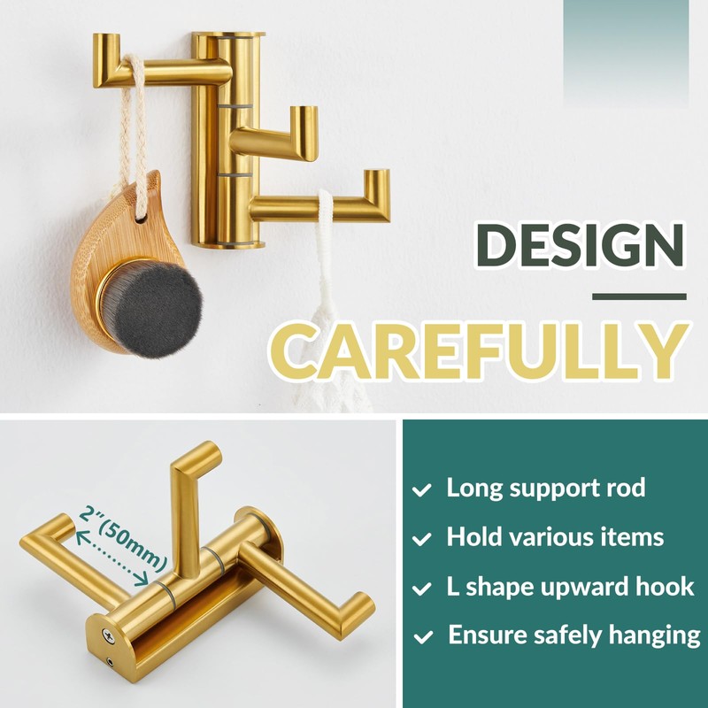 APLusee Swivel Towel Hook, 304 Stainless Steel Foldable Clothes Hook