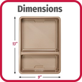 GoodCook 9” x 13” Nonstick Divided Oblong Pan – 2-in-1 Textured Cooking Pan, Baking Dish, Scratch-Resistant Carbon Steel Oven Pan for Meal Prepping & Sheet Pan Dinners