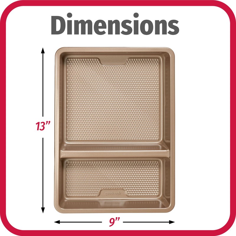 GoodCook 9” x 13” Nonstick Divided Oblong Pan – 2-in-1