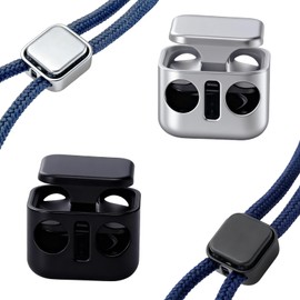 Cord Locks- Homiladi 12-Pack Heavy Duty Drawstring Toggles, Double Hole Metal Spring Stopper Fastener for Shoelaces, Bags, Hoodies | Secure Shoe Lace Clips for Daily Use