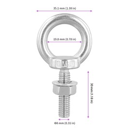 MUNGHOK Pack of 10 Stainless Steel Eye Bolts M8 with Nut, Eye Bolt, 304 Eye Bolt, Eye Bolts, Hardware Eye Bolts for Attaching and Hanging