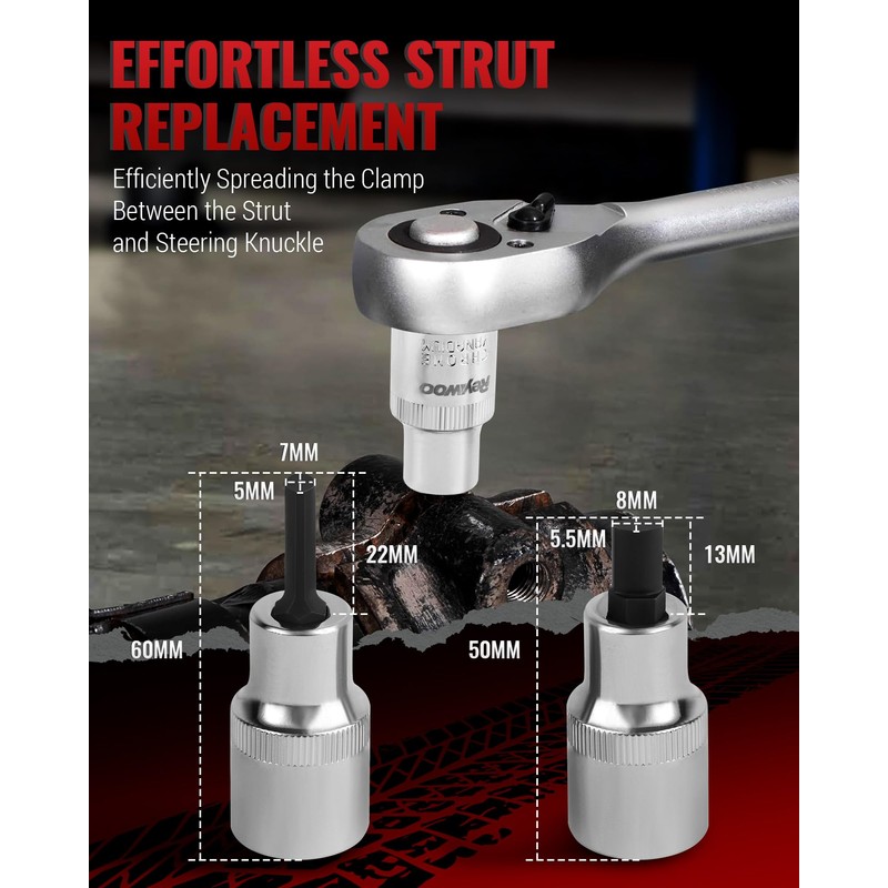 Reywoo Strut Nut Socket Set, 8Pcs Suspension Strut Spreader Tool