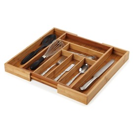 Heim Concept Drawer Organizer Bamboo Cutlery Tray Silverware Organizer/Utensil Holder, Drawer Dividers Organizer for Silverware, Flatware, Knives in Kitchen