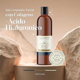 Gel Limpiador Facial 480ml. Acido Hialuronico, Colageno, Niacinamida, Vitamina C, Vitamina E y Extracto de Rosas - COLLAGENIC Limpieza Facial Limpiador Hidratante Facial Sustituto de Jabón Facial