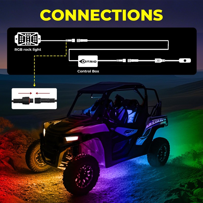 DITRIO 4PCS 4FT 3 Pin Extension Cable for RGB Underglow
