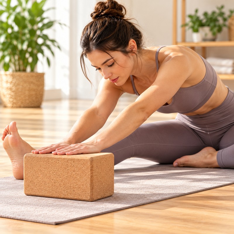 Natural Cork Yoga Block and Massage Ball for Yoga &