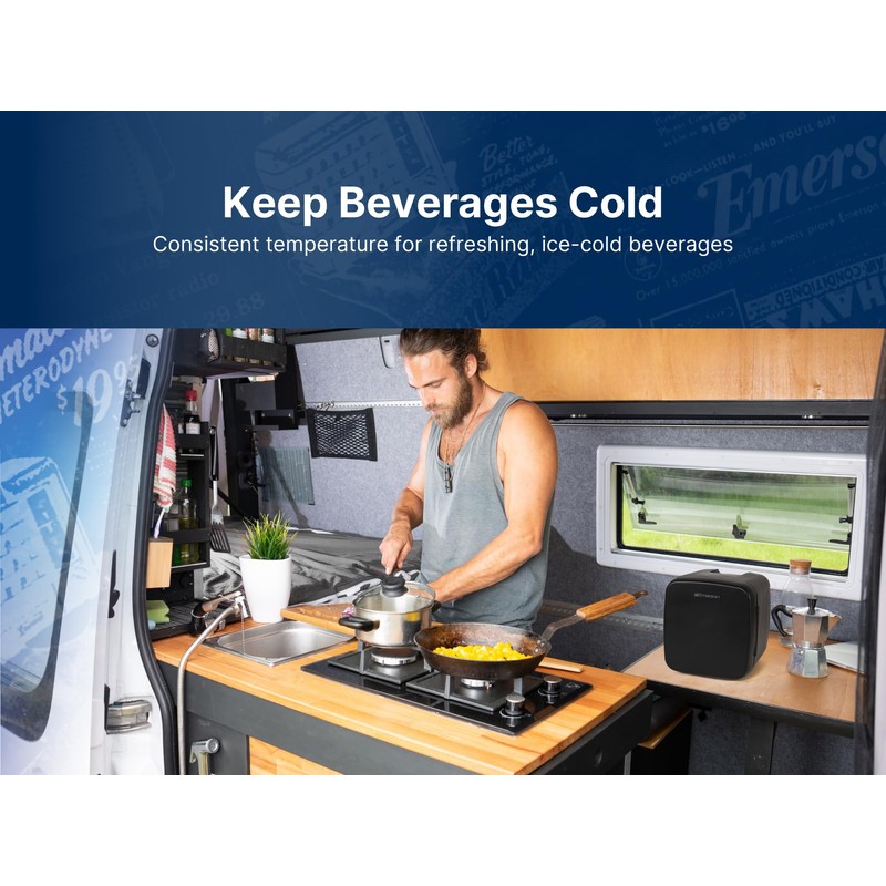 Emerson EFC-5001-BLACK Portable Mini Fridge Cooler XL, Black