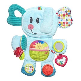 Playskool Fold 'n Go Elephant Stuffed Animal Tummy Time Toy for Babies 3 Months and Up, Blue ()