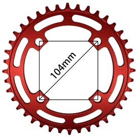 DECKAS Round Chainring 104BCD 40T 42T 44T 46T 48T 50T 52T Narrow Wide Chainring for 7 8 9 10 11 12 Speed Chains (Round Red, 52T)
