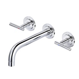 WOWOW Wall Mount Bathroom Faucet:Chrome Wall Faucet High Flow Two Handles Stainless Steels,Long Spout Reach,Widespread Bathroom Sink Faucet with Rough-in Valve 3 Holes Elegant Classic Spout