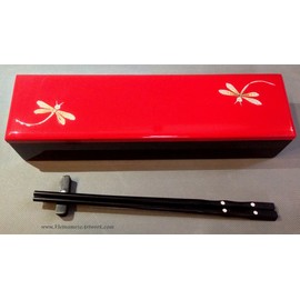 VietnameseArtwork.com Red Lacquer Dragon Fly Chopsticks Box - 10.5" x 3" x 2" - CBI1