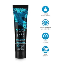 Orgie Lube Tube Anal Comfort. Lubricante Anal Hbrido Base de Agua y Siliconas. Extra Lubricacin y Larga Duracin. Tubo de 100 mL. Adultos              