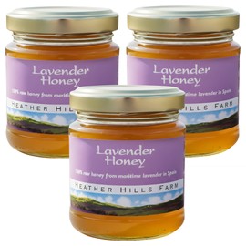 Heather Hills Farm Raw Spanish Lavender Honey 4 Oz (Pack of 3) | Pure, Natural, Unfiltered & Unpasteurized | Runny, Amber, Clear Monofloral Honey in Glass Jar | Sweet Food Spread Gift, Made in Spain