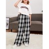 RoseSeek Girl's Plaid Wide Leg Pants Elastic High Waisted Trousers