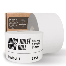 Restaurantware Toilet Paper Roll 876' Pack of 1 Center Pull Toilet and Bathroom Tissue Roll 2-Ply, 1.96 Inch Core Hardwound High Absorbency Tissue Paper for Household Bathroom Commercial Use