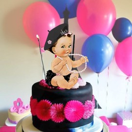 Baby Girl Paris Theme Baby Shower 1st Birthday Centerpieces Stick Table Decoration (Brunette Girl)