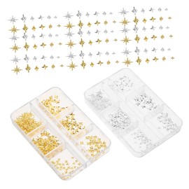 FRCOLOR 2 Boxes Metal Nail Charms Star Rivet Jewels for Nail Art DIY Manicure Accessories Compact Mini Silver for Parties Daily Wear