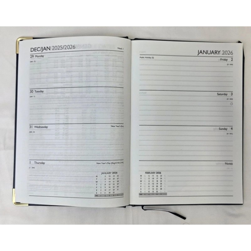 2024 Tagebuch, A5, 1 Tag pro Seite, Rosa, Lila oder