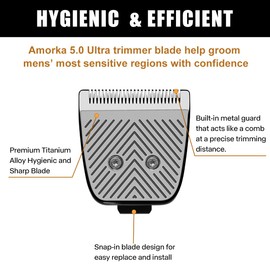 2 Pack Replacement Blade for Manscaped The Lawn Mower 5.0 Ultra Trimmer Blades, Hygienic Snap-In Ceramic Blade with Metal Guard, Fit for Manscaped Lawn Mower 5.0 Ultra Replacement Blades