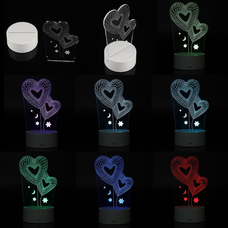 4.5V USB 3D Illusion Visual Romantic Night Lamp 7 Colors