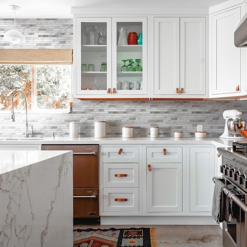 KASARO Peel and Stick Marble Backsplash Tile, 10 Sheets, White