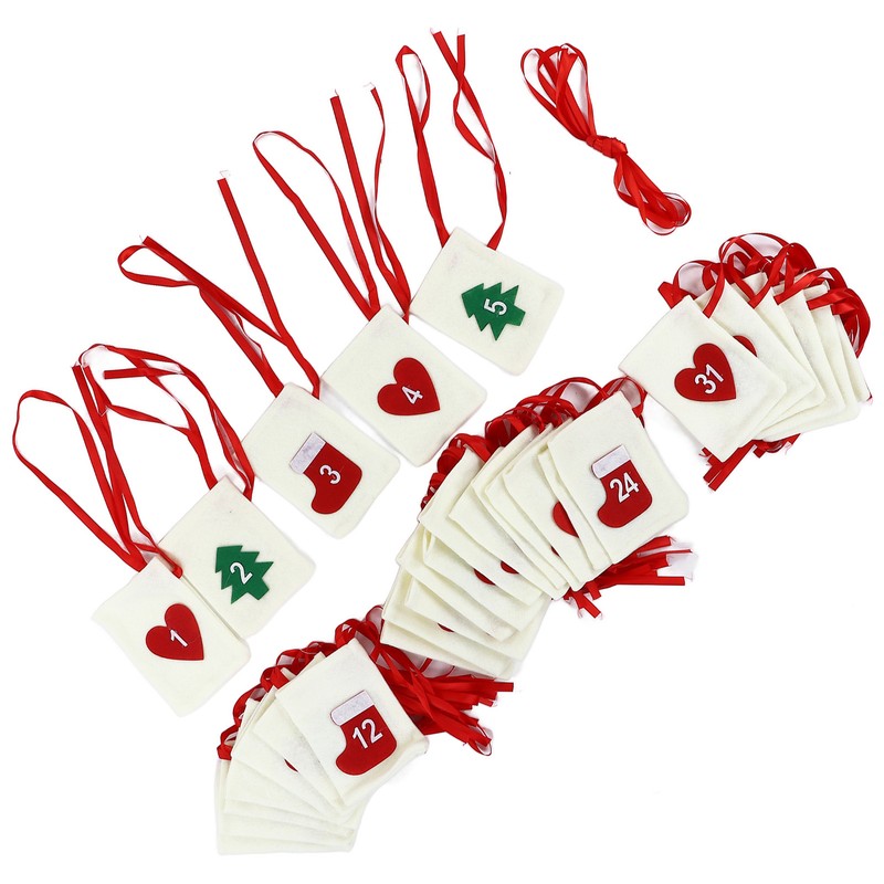 Christmas Advent Calendar Bags 31 Days Hanging Countdown Felt Gift