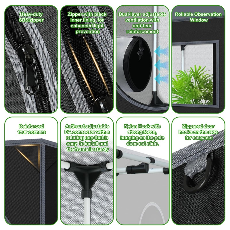 4x2 Grow Tent Plant Tent Dark Room, 600D Mylar Hydroponic