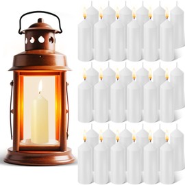 Threlaco 36 Pack 9 Hour Emergency Candles Compatible with Candle Lanterns Emergency Candles Long Burning Survival Candles for Outdoor Camping Emergency Survival Preparedness (Lantern Not Included)