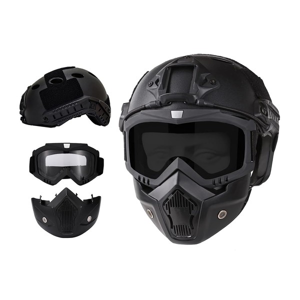 Airsoft Helmet and Mask with Goggles, Airsoft Full Face Mask,