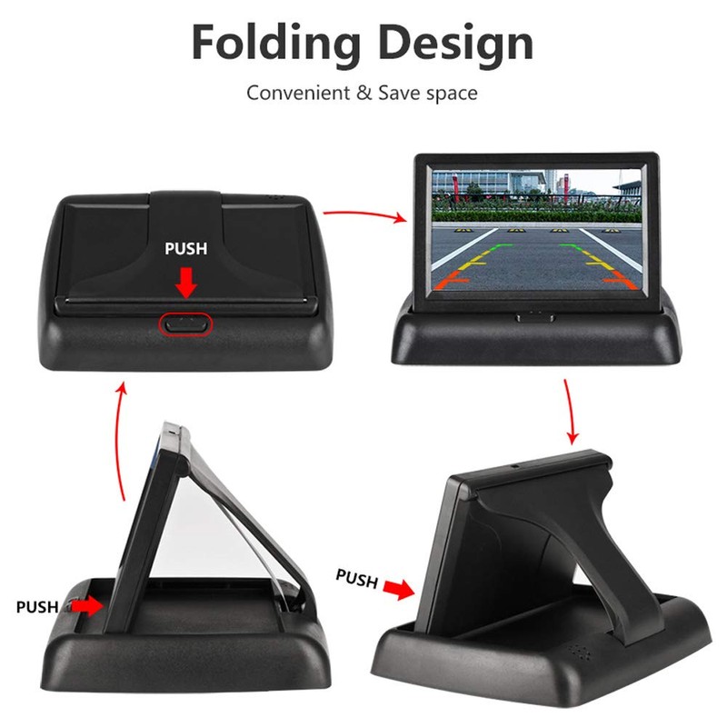 4.3 Inch TFT LCD Car Monitor Foldable Monitor Display Reverse