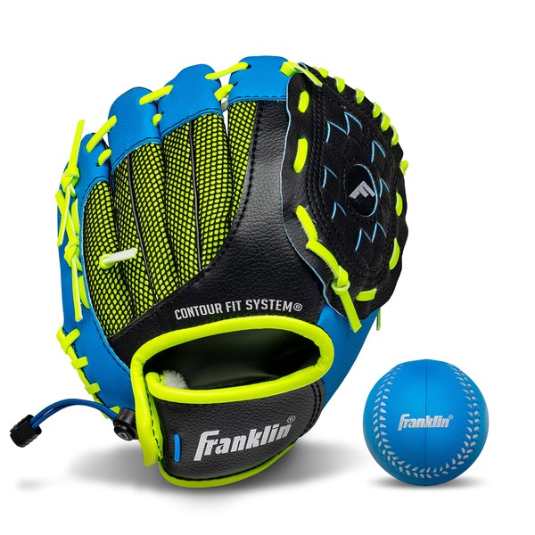 Franklin Sports Teeball Glove - Left and Right Handed Youth Fielding Glove - Neo-Grip - Synthetic Leather Baseball Glove - 9.0 Inch - Ready To Play Glove with Ball