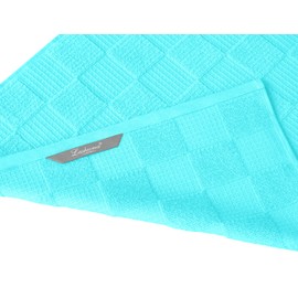 Lashuma Lisbon Hand Towel Set, Turquoise, 3 x Terry Towelling Tea Towels, 50 x 50 cm