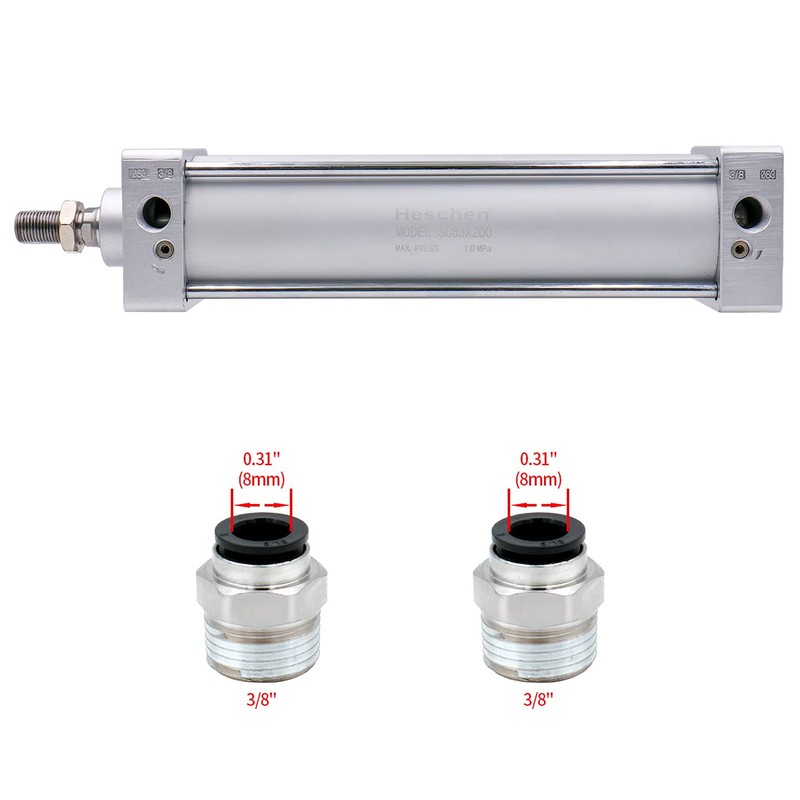 Heschen Pneumatic Standard Air Cylinder, SC 63-200, PT3/8'' Port, 63mm
