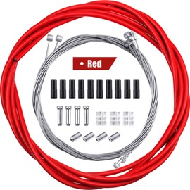 4 Pieces Brake Cable Universal Bike Inner Brake Cable Housing Kit Bicycle Brake Cable Replacement for Mountain and Road Bike Gear Kit (Red)