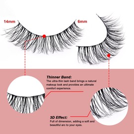False Eyelashes Natural Strip Lashes Soft Cat Eye Lashes Easy to Apply For Daily Work and Wedding 14MM (TCB#102)