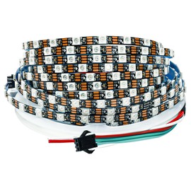 Tesfish WS2812B LED Strip Light 5 V, 5 mm Wide Ultra Thin RGB LED Pixel Strip 5 m 5050 300 LEDs IP30 Black PCB Full Colour Individually Addressable LED Light Strip for DIY Advertising Decoration