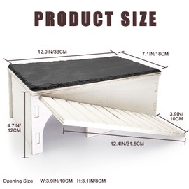 Gxsdj Large Bearded Dragon Basking Platform,Wooden Reptile Hide Cave with Slate Rock Climbing Ramp Tank Accessories for Leopard Geckos,Lizard,Snake,Tortoise