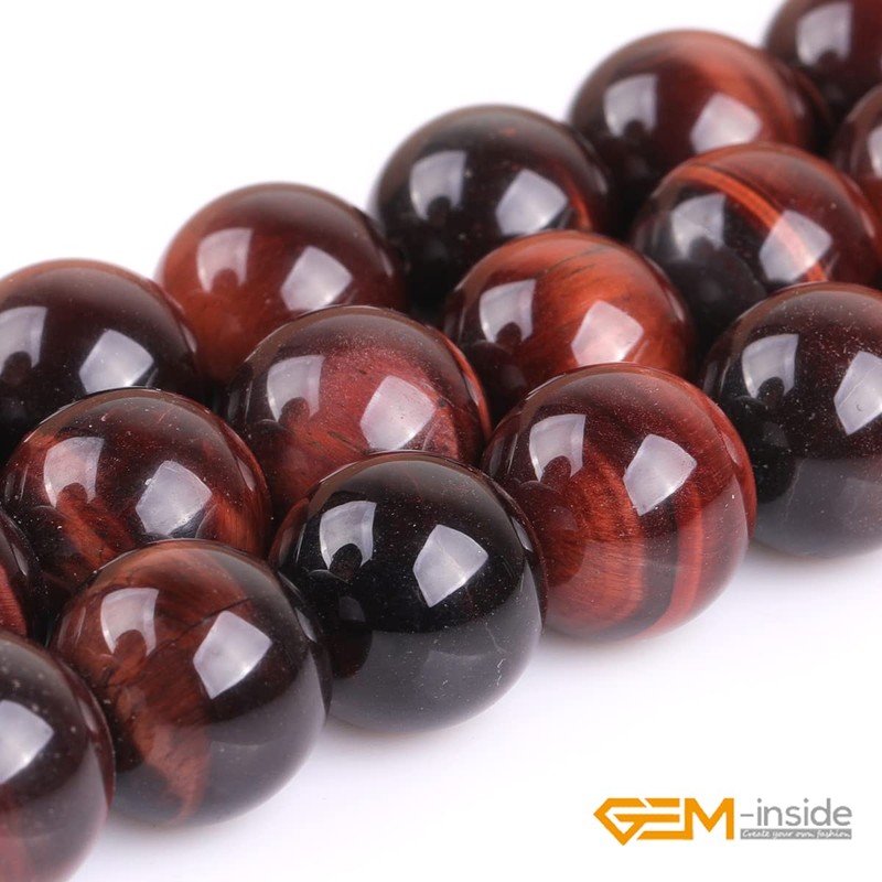 (16mm/Red) - GEM-inside 16mm Round Red Tiger Eye Beads Strand