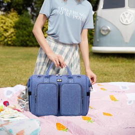 Diaper Bag Totes with Changing Pad & Stroller Straps, Large Portable Newborn Baby Bags, Unisex and Stylish Travel Diaper Backpacks for Mom and Dad (Bluish violet)