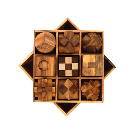 BSIRI 9 in 1 Wooden Brain Teaser Puzzles for Adults Teens and Kids Box Set for All Ages Wood Hard Level 10 Impossible Mind Games 3D Puzzle Sets for Decoration and Mini Toys.