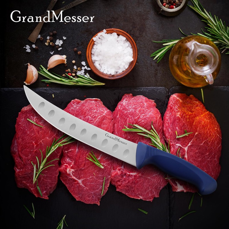 GrandMesser Butcher Knife for Meat Cutting, Curved Cimeter Knife 9