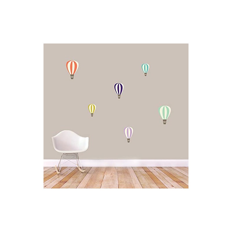 Colorful Hot Air Balloons Printed Wall Decal Set